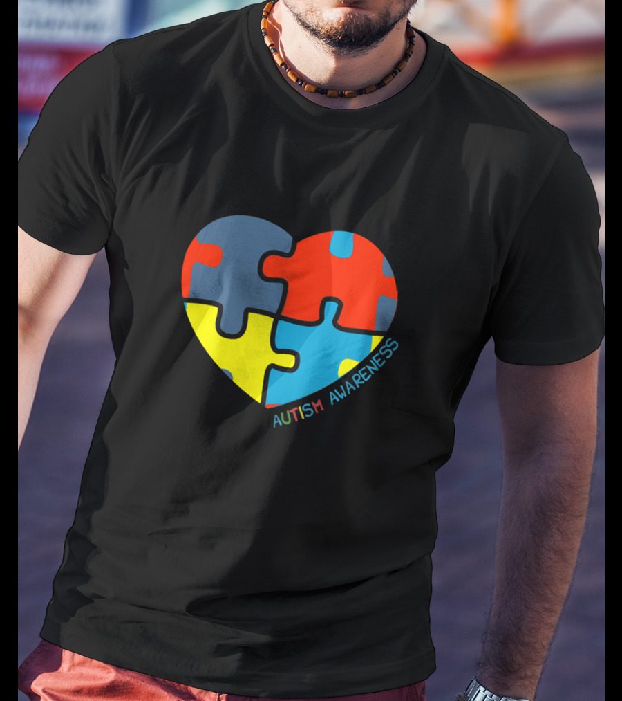 Autism Awareness Love Heart Puzzle Piece T-Shirt