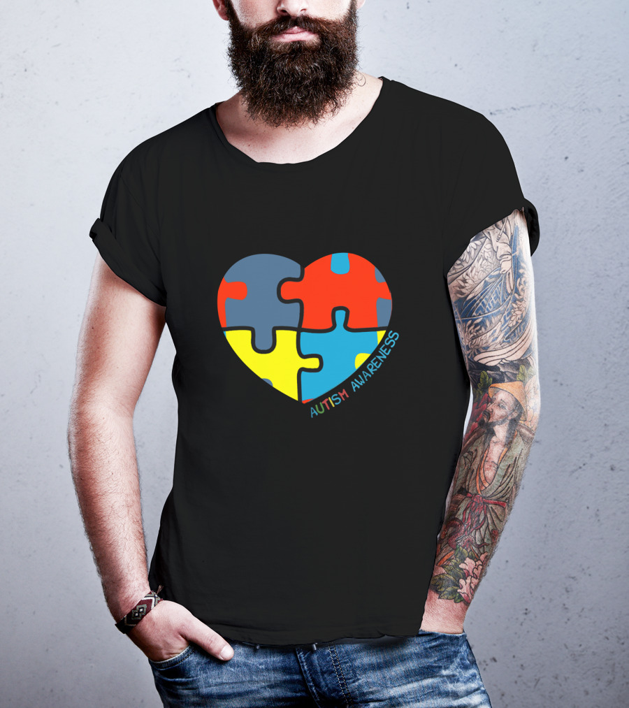 Autism Awareness Love Heart Puzzle Piece T-Shirt