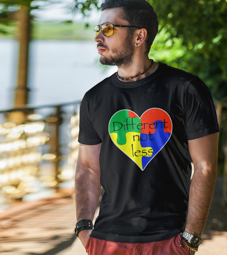 Different Not Less Heart Puzzle Autism Awareness T-Shirt