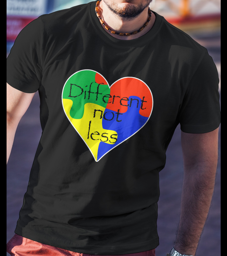 Different Not Less Heart Puzzle Autism Awareness T-Shirt