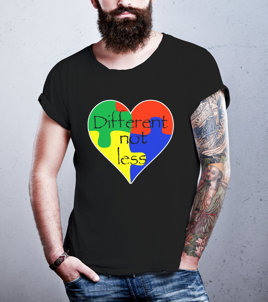 Different Not Less Heart Puzzle Autism Awareness T-Shirt