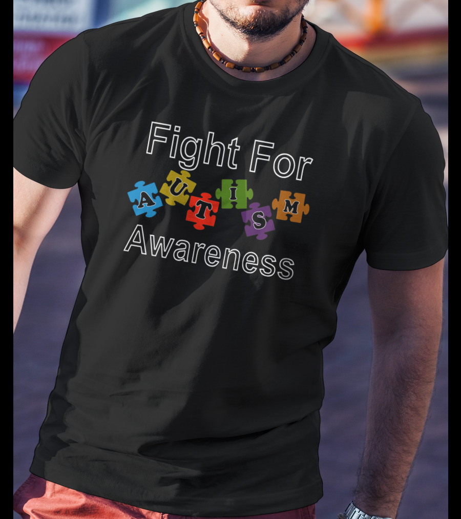 Fight For Autism Awareness Puzzle Pieces T-Shirt