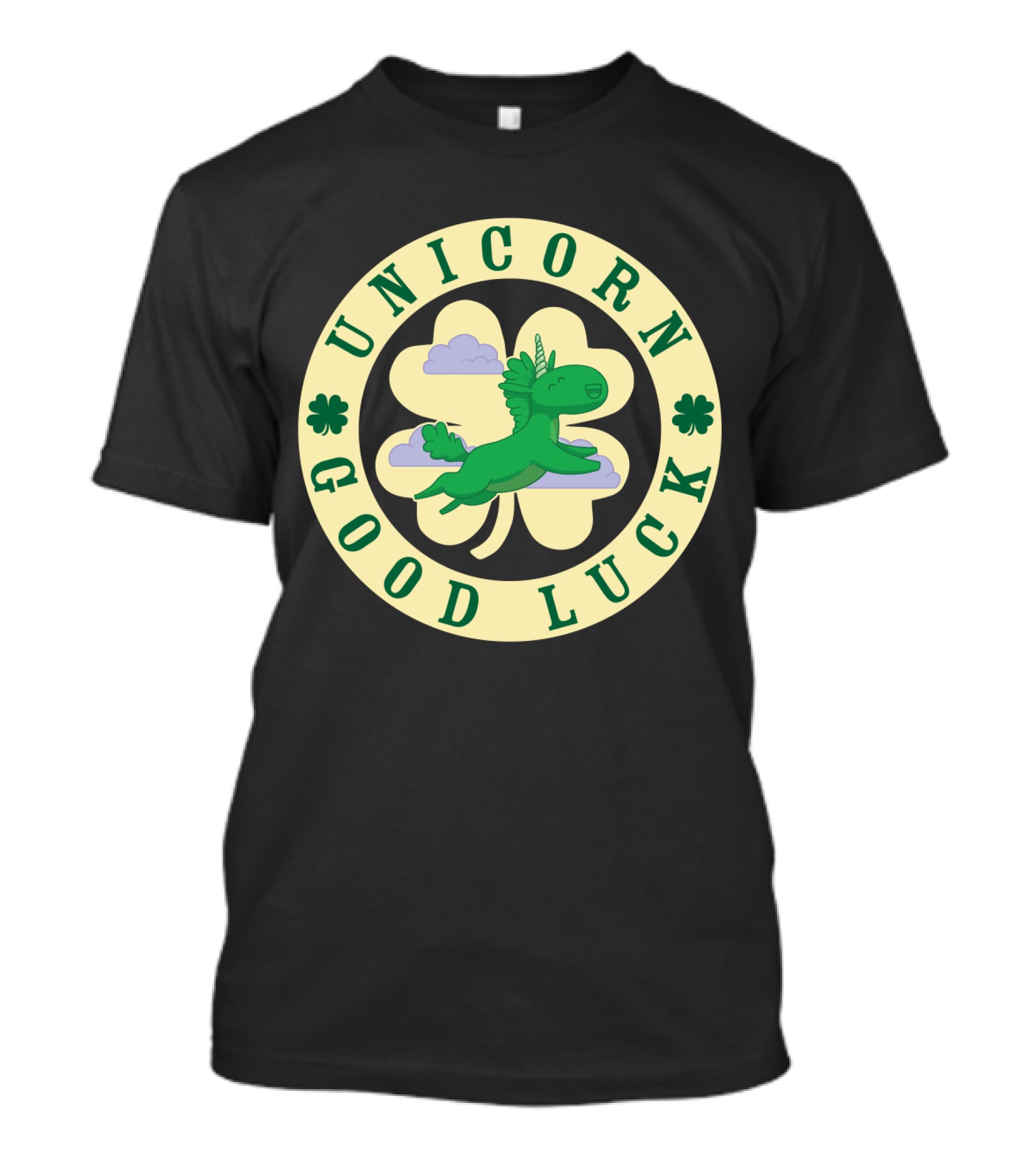 Unicorn Good Luck Clover Cloud Emblem T-Shirt