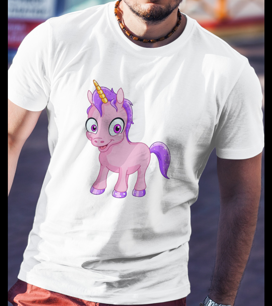 Pink Pony Unicorn With Purple Mane And Sparkling Horn T-Shirt