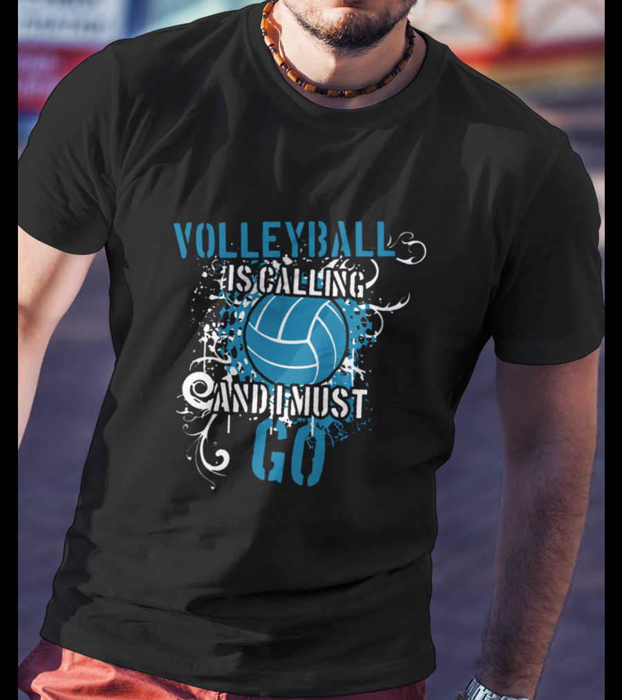 Volleyball Is Calling And I Must Go Blue Splatter T-Shirt