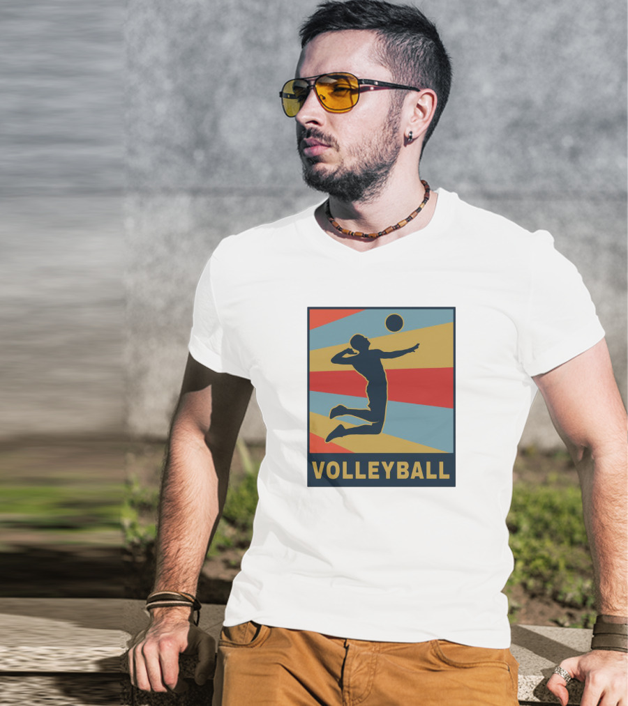 Volleyball Player Silhouette Jumping Action Club Team T-Shirt