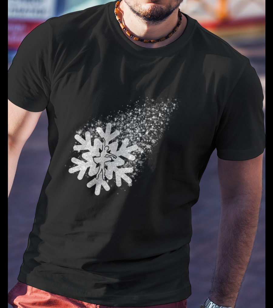Ballet Dance Silhouette Inside Glittering Snowflake Burst T-Shirt
