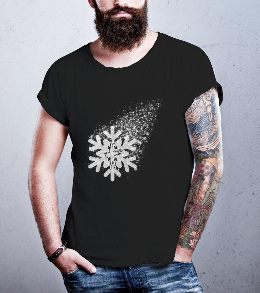 Ballet Dance Silhouette Inside Glittering Snowflake Burst T-Shirt