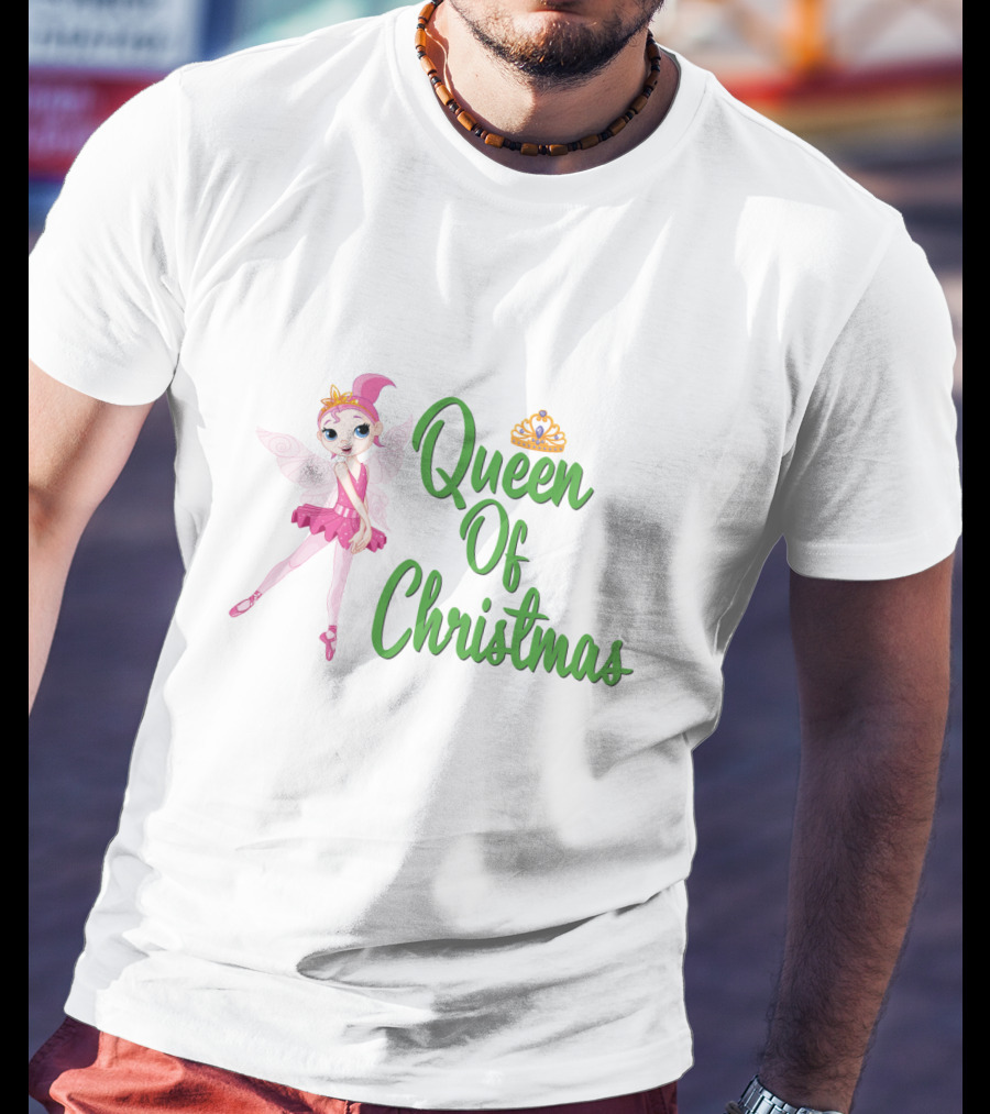 Queen Of Christmas Ballet Fairy With Pink Tutu And Crown T-Shirt