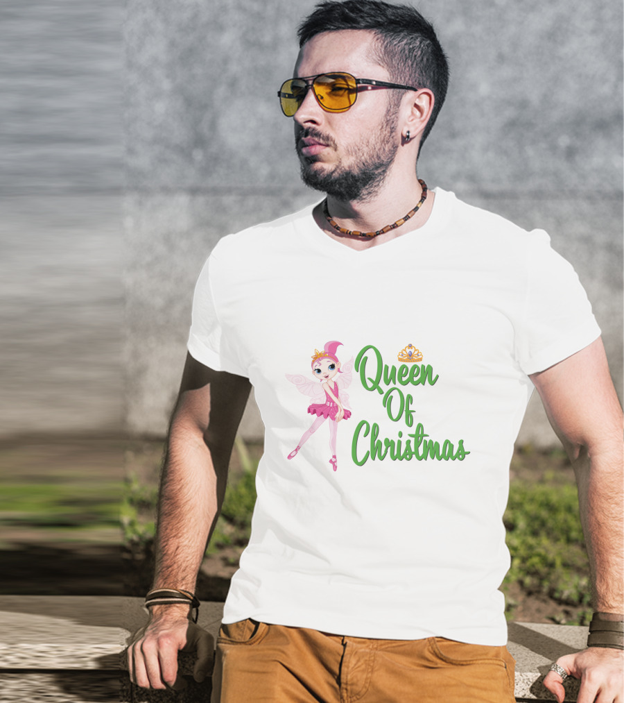 Queen Of Christmas Ballet Fairy With Pink Tutu And Crown T-Shirt