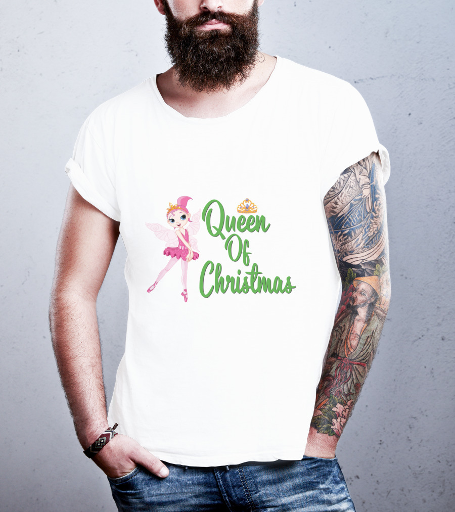 Queen Of Christmas Ballet Fairy With Pink Tutu And Crown T-Shirt