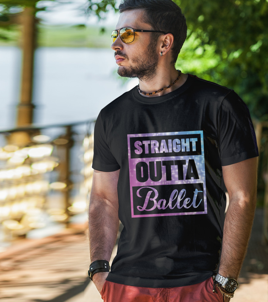 Straight Outta Ballet Sparkling Ombre Text T-Shirt