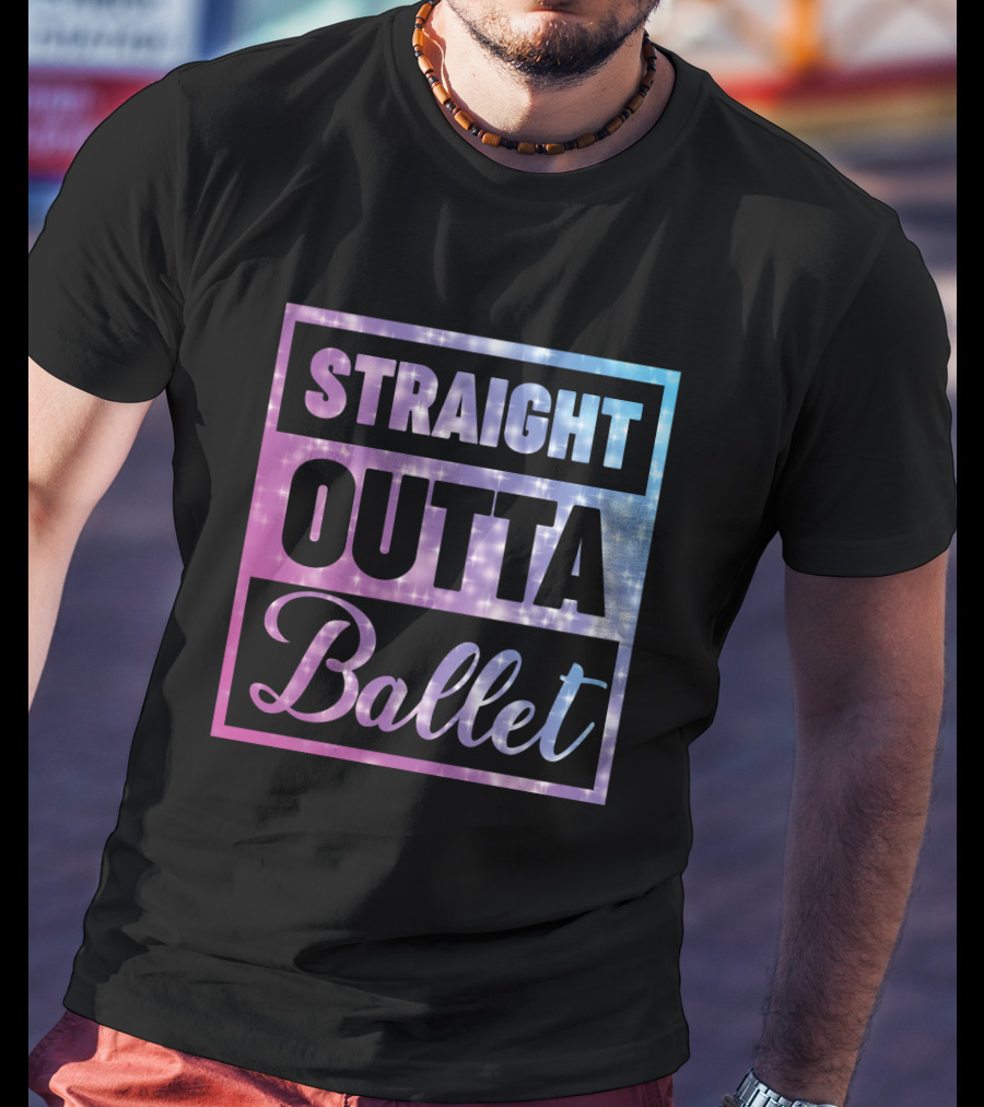 Straight Outta Ballet Sparkling Ombre Text T-Shirt