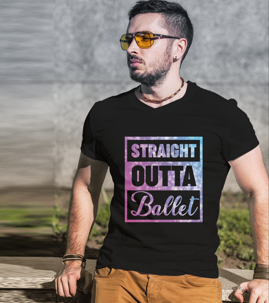 Straight Outta Ballet Sparkling Ombre Text T-Shirt
