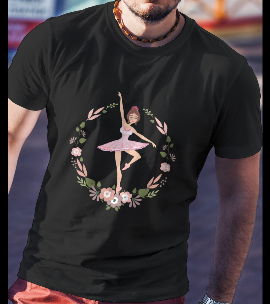 Ballerina Cute Ballet Dancer Flower Wreath Elegance T-Shirt