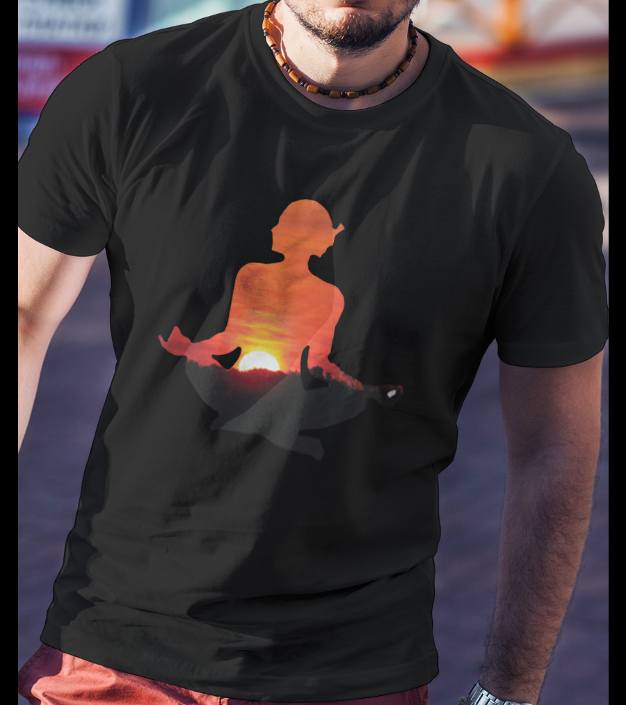 Yoga Meditation Silhouette Over Vibrant Sunset Horizon T-Shirt