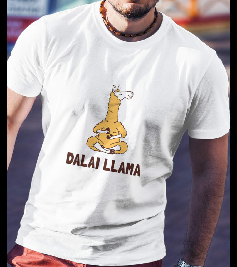 Dalai Llama Meditating Llama Yoga Humor T-Shirt