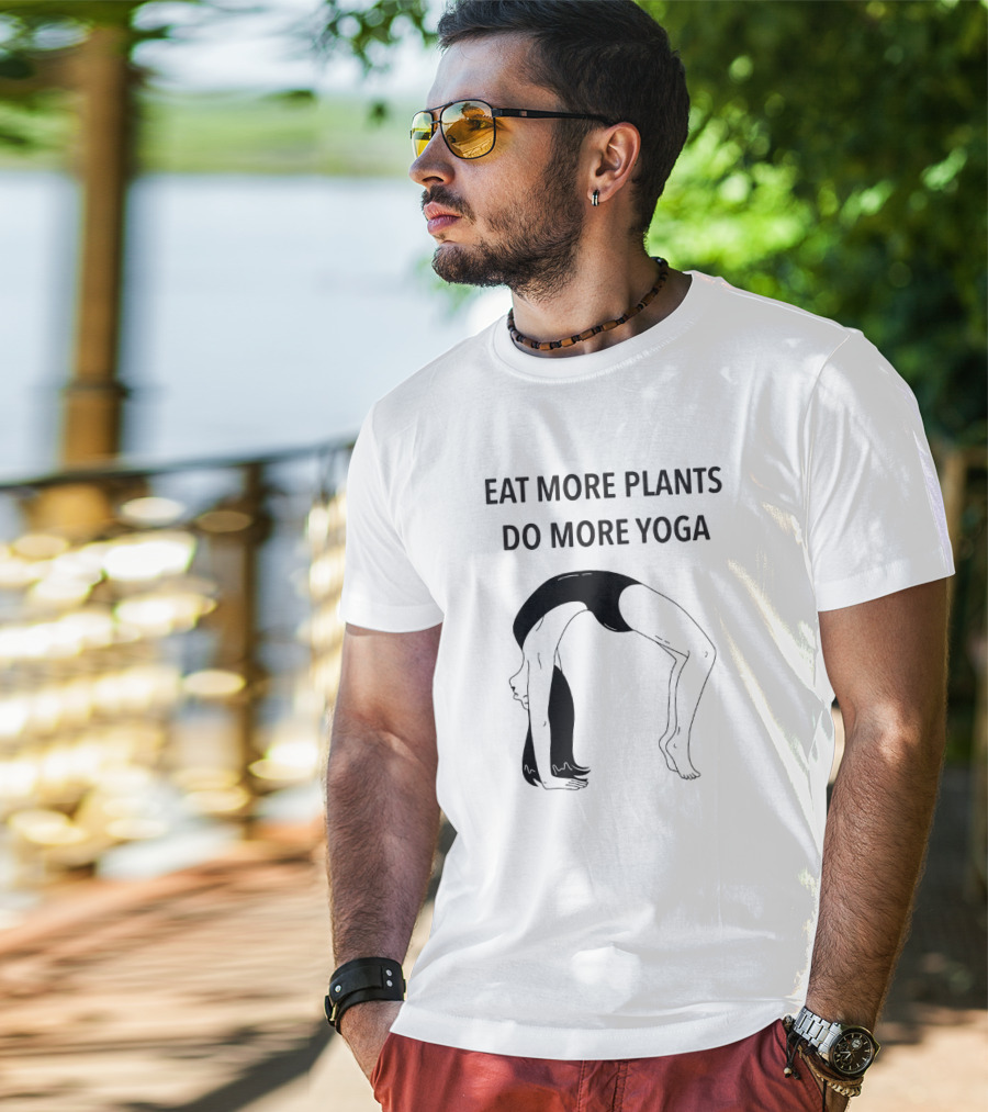 Eat More Plants Do More Yoga Handstand Pose T-Shirt