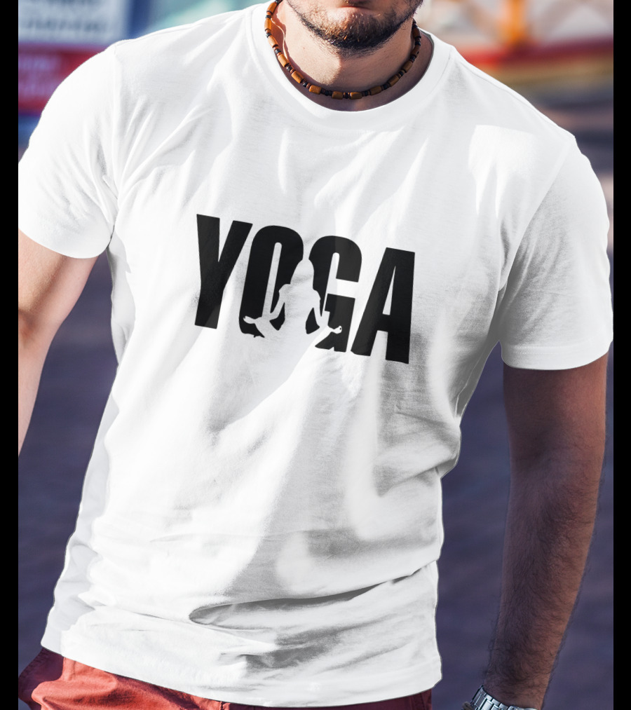 Yoga Silhouette Sitting Pose In Stylized Text T-Shirt