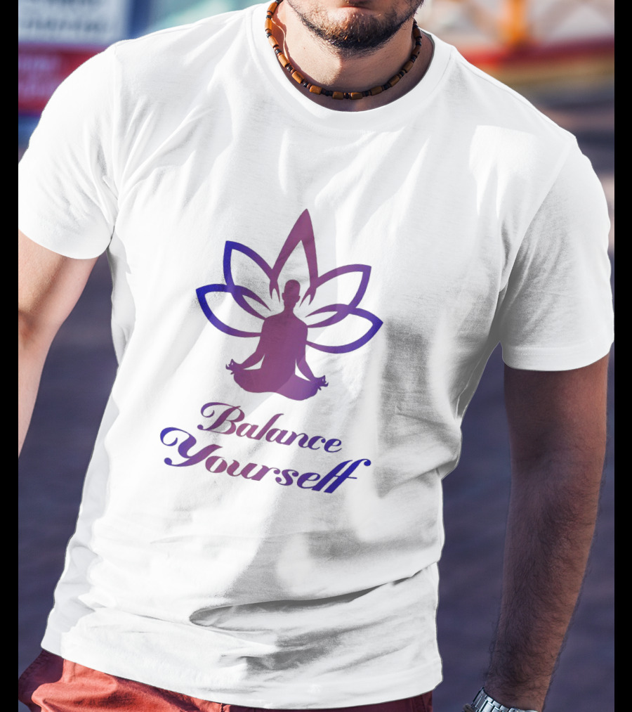 Balance Yourself Yoga Meditation Silhouette With Lotus Flower T-Shirt