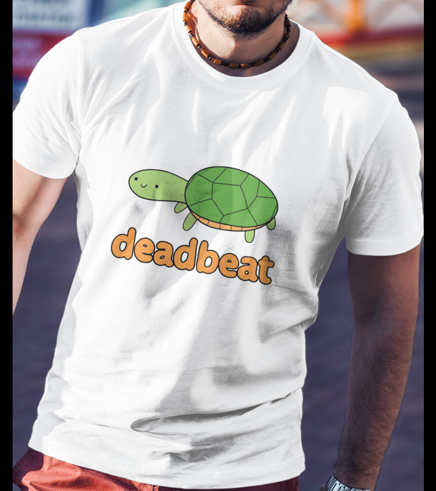 Deadbeat Turtle Cartoon Graphic With Green Shell And Smiling Expression T-Shirt
