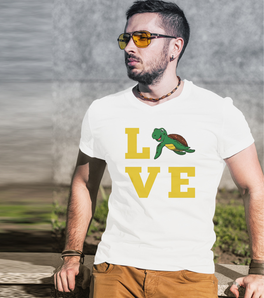 LOVE Turtles Funny Kids Sea Drawing Playful T-Shirt