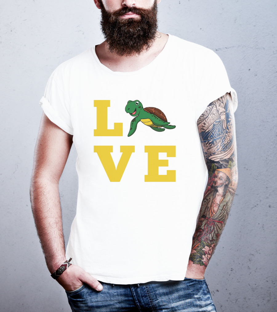 LOVE Turtles Funny Kids Sea Drawing Playful T-Shirt