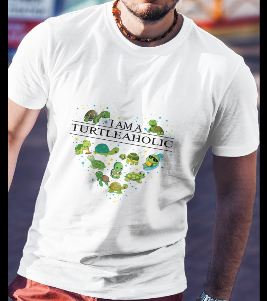 I Am A Turtleaholic Heart-Shaped Turtle Cartoon Collection T-Shirt
