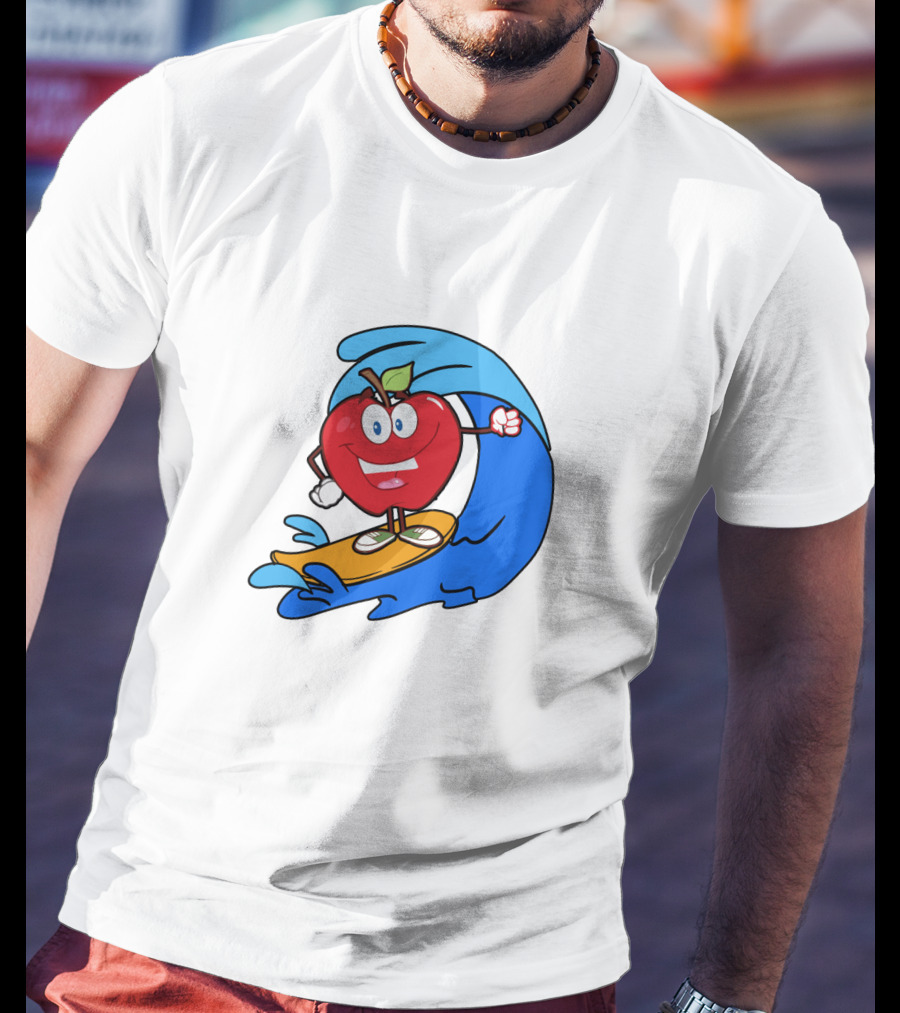 Apple Riding Surf Waves On A Board T-Shirt