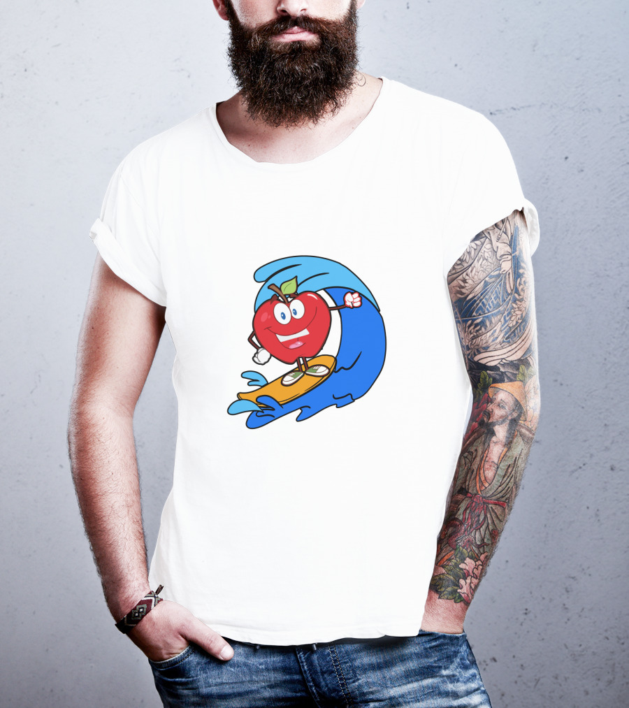 Apple Riding Surf Waves On A Board T-Shirt