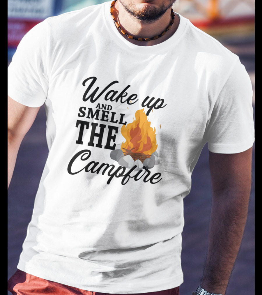 Wake Up And Smell The Campfire With Vibrant Flames And Rocks T-Shirt