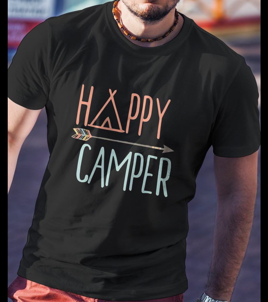 Happy Camper Triangle Tent Arrow T-Shirt