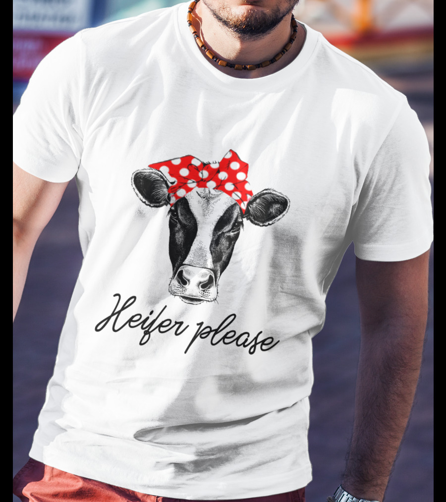 Heifer Please Cow With Red Polka Dot Bandana T-Shirt