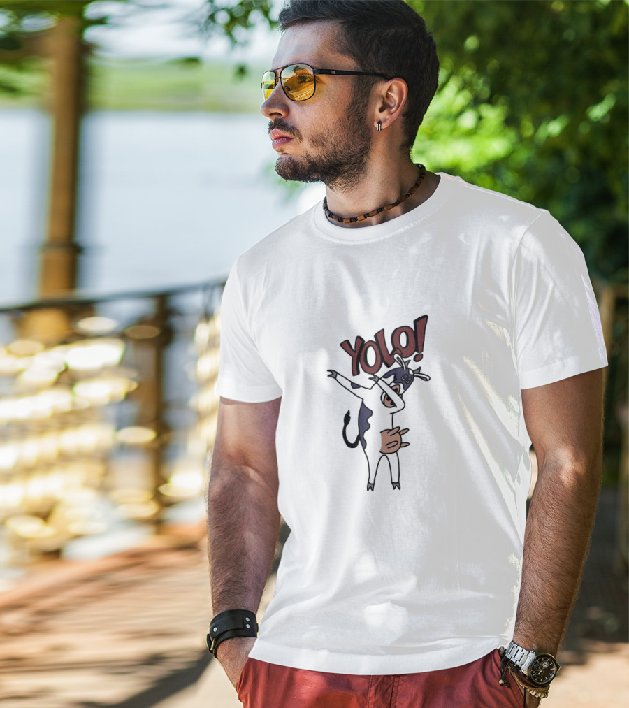 YOLO Dab Cow Cartoon With Fun Pose And Text T-Shirt
