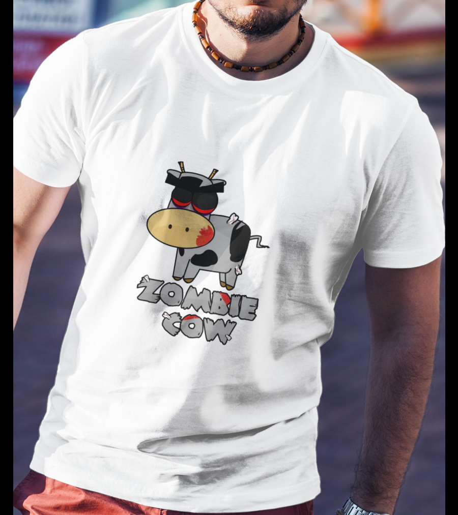 Zombie Cow Cartoon With Zombie-Themed Text And Cute Undead Animal T-Shirt