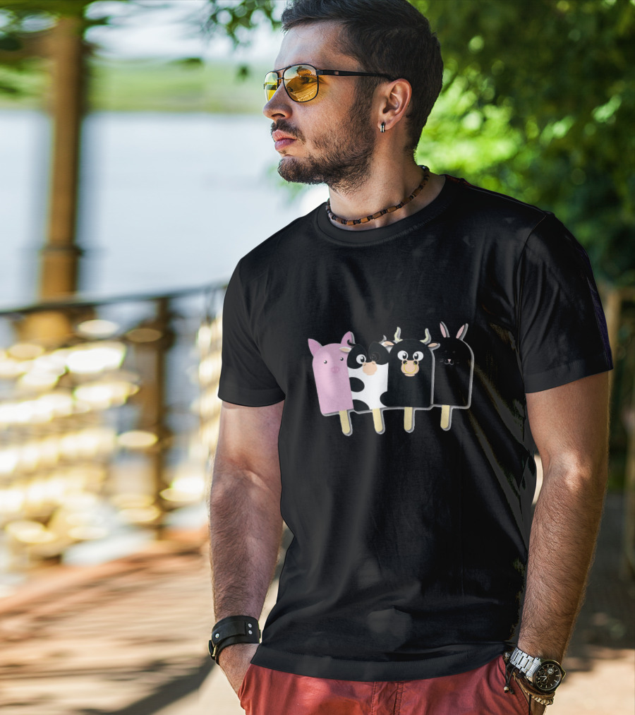 Animal Farm Popsicle Pig Cow Bull Bunny Quartet T-Shirt
