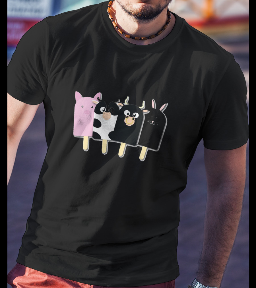 Animal Farm Popsicle Pig Cow Bull Bunny Quartet T-Shirt