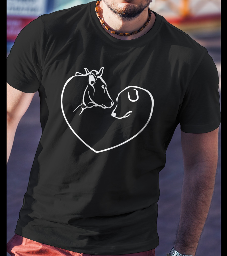 Heart-Shaped Cow And Dog Lovers T-Shirt