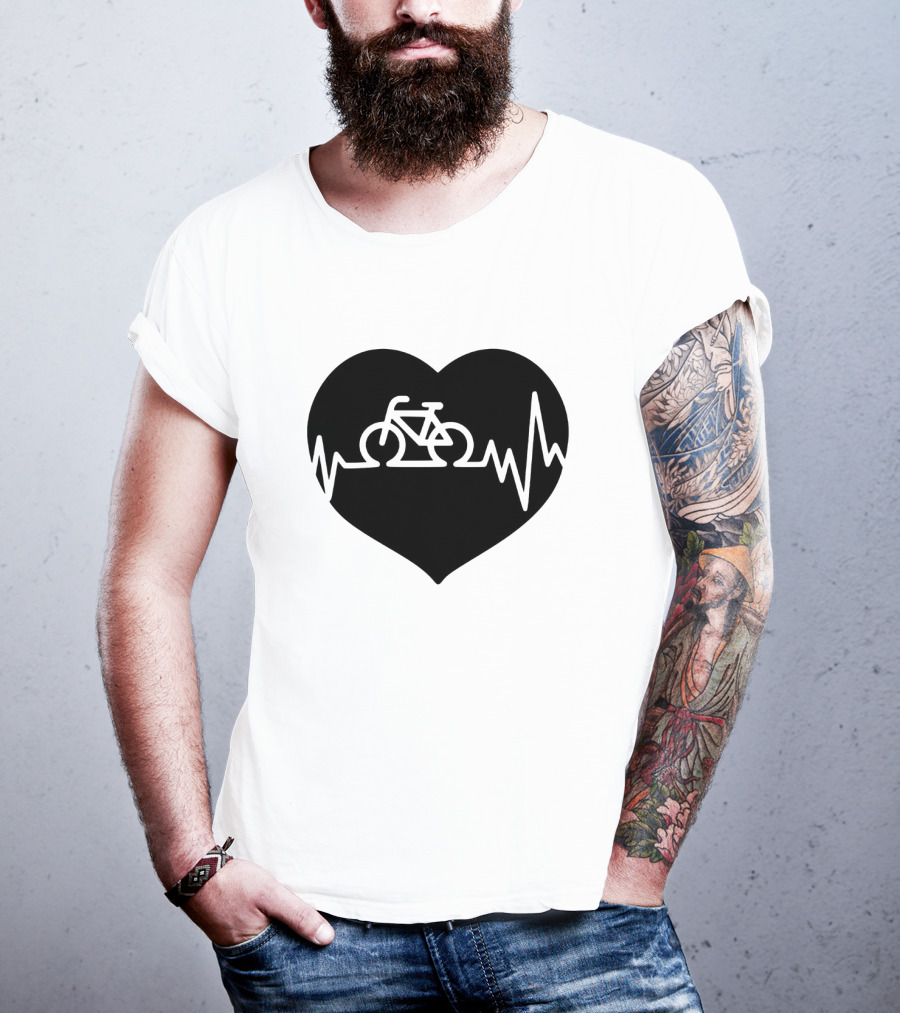 Bicycle Heartbeat Pulse Inside Heart T-Shirt