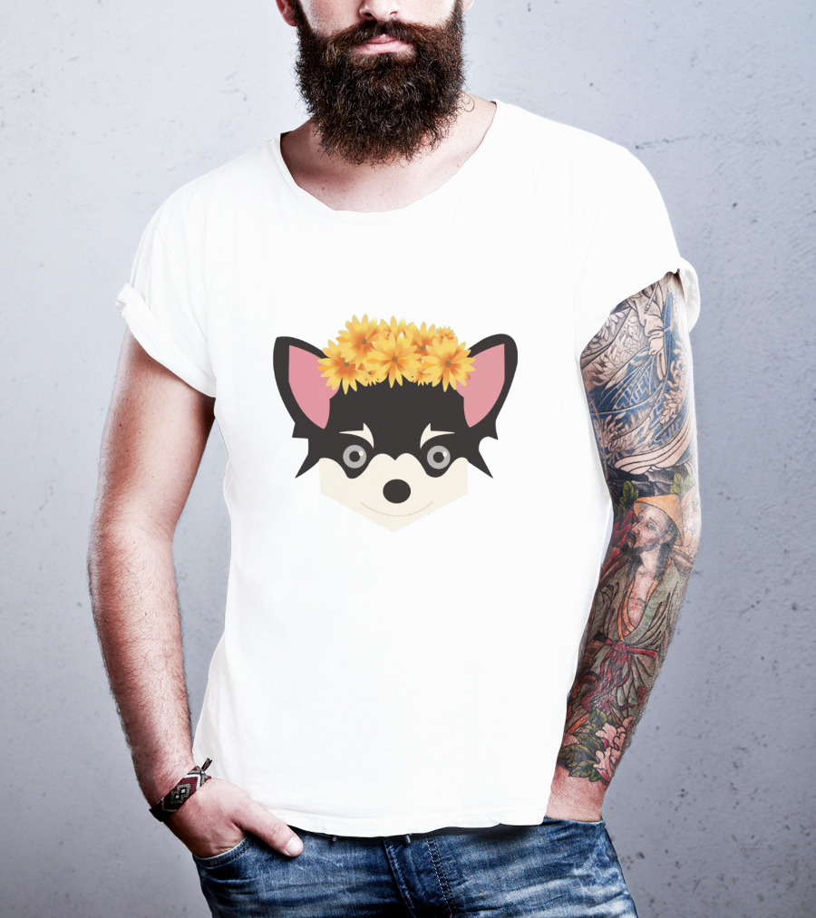 Chihuahua With Crown Of Yellow Flowers T-Shirt