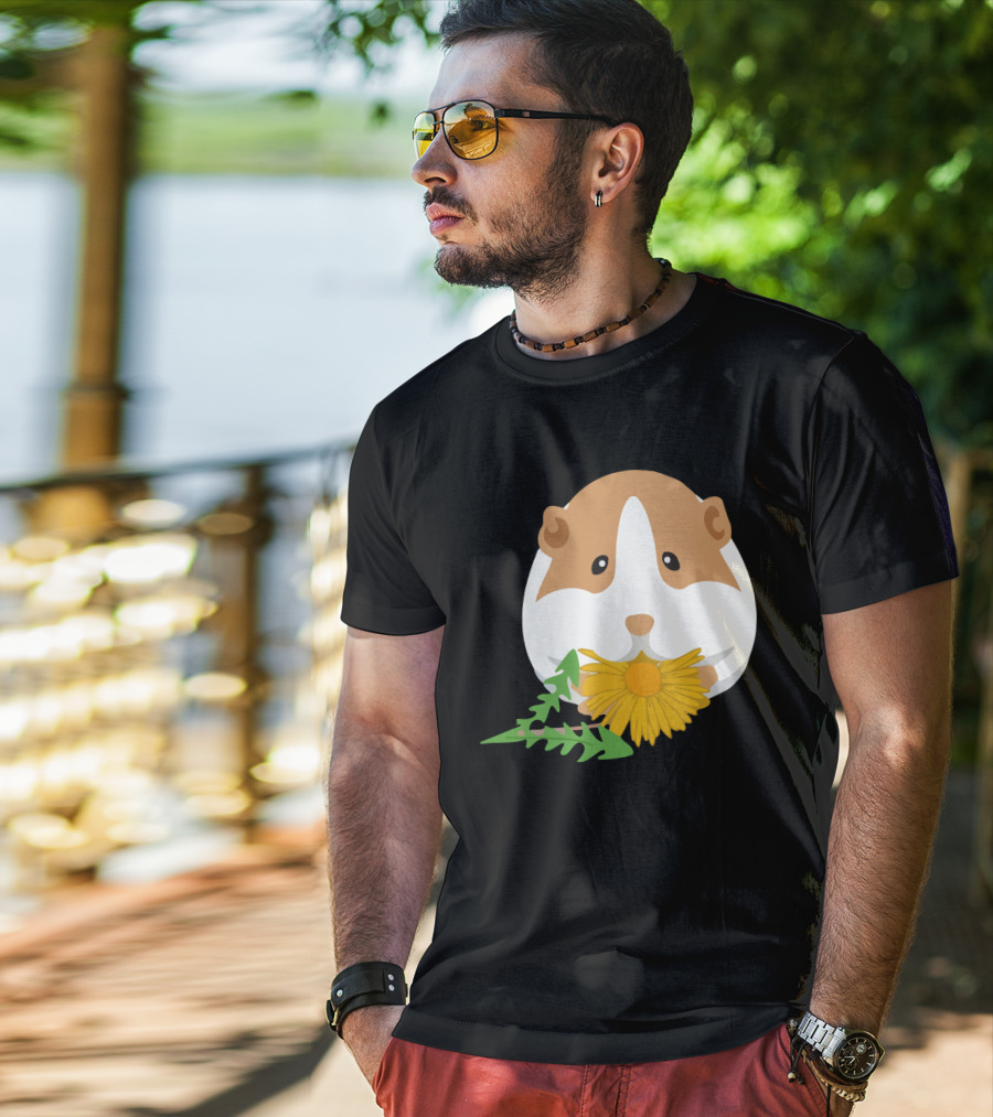 Guinea Pig With Dandelion And Green Leaves T-Shirt