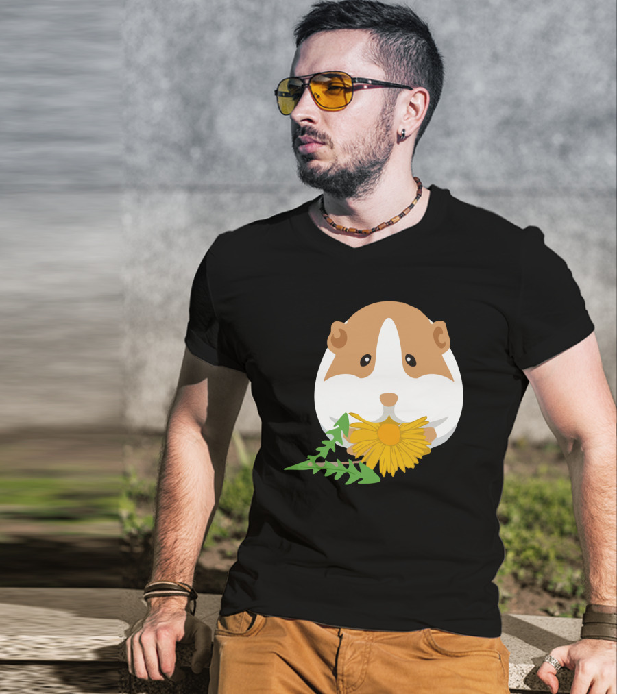 Guinea Pig With Dandelion And Green Leaves T-Shirt