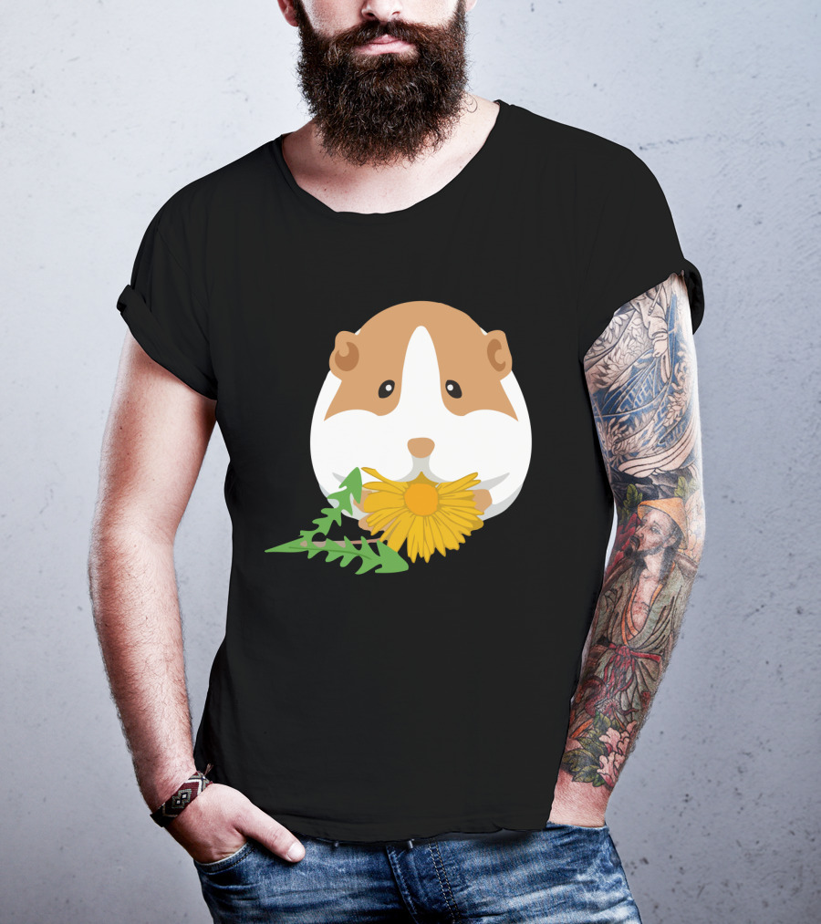 Guinea Pig With Dandelion And Green Leaves T-Shirt