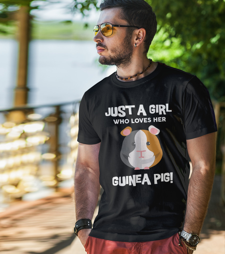 Passionate Girl Proudly Cherishes Her Adorable Guinea Pig T-Shirt