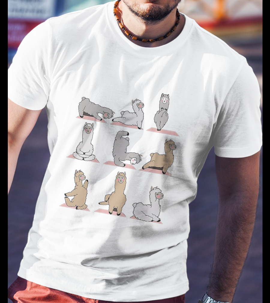 Yoga Poses With Adorable Llamas T-Shirt