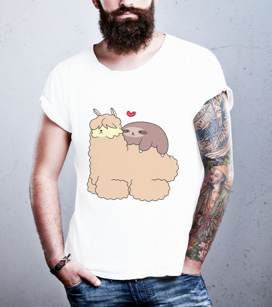 Sloth Loves Alpaca Heartwarming Cuddle Embrace With Cute Llama Vibes T-Shirt