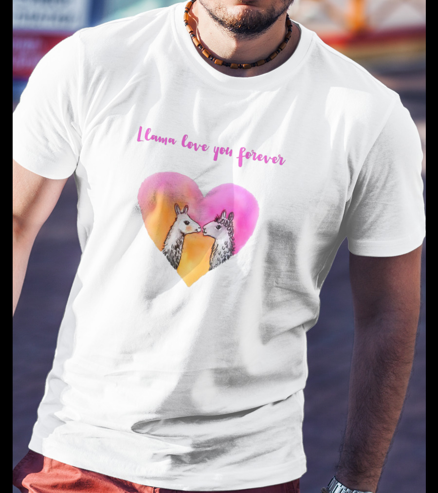 Llama Love You Forever Heart With Two Llamas T-Shirt