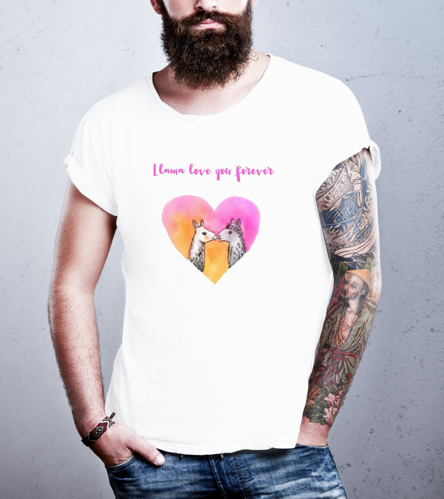 Llama Love You Forever Heart With Two Llamas T-Shirt