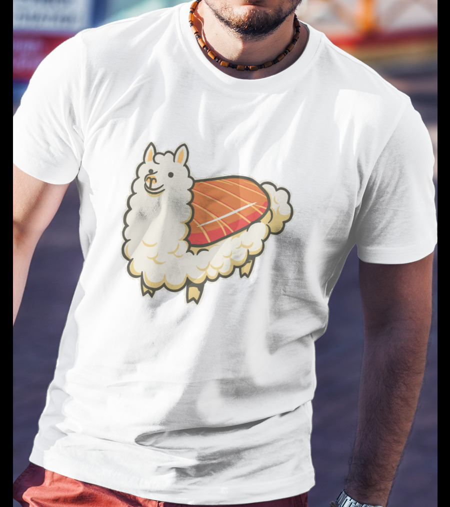 Alpaca Sushi Nigiri Fusion Design Playful T-Shirt