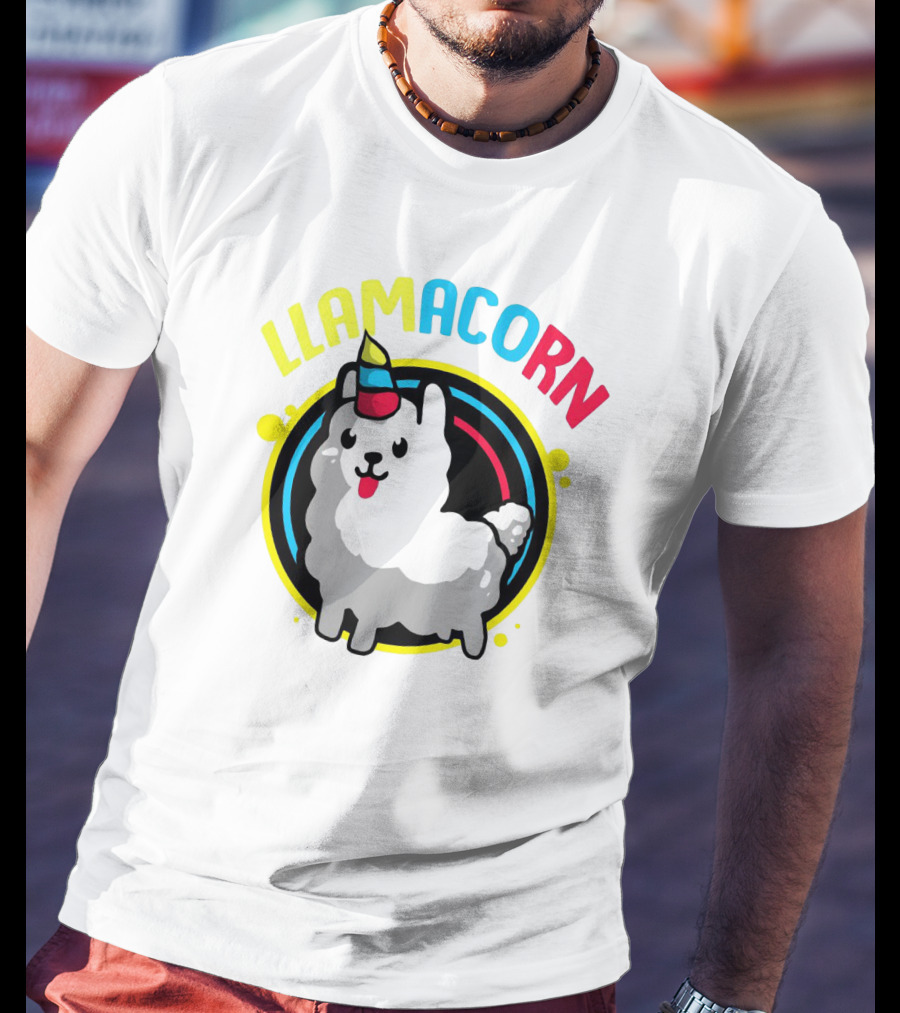 Llamacorn Charming Cute Alpaca With Rainbow Horn T-Shirt